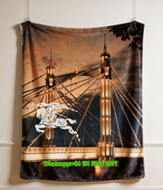 Burberry Knight Logo Print Flannel Fleece Sofa Throw Blanket B265